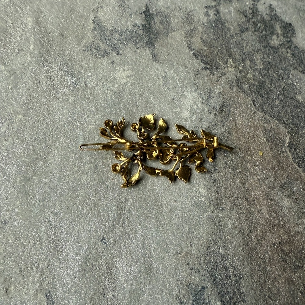 New🌟Anthropologie-Elegant Gold Floral Crystal Hair Clip - Picture 5 of 5